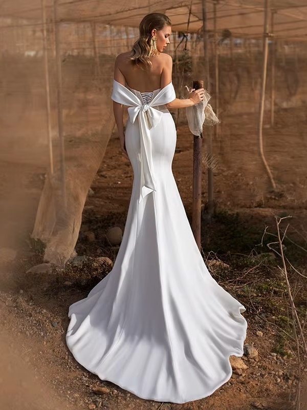 Elegant Mermaid Sweetheart Wedding Dress Women Lace Applique Off The Shoulder Crepe Bridal Gown Vestidos De Novia Customized 2 Elegant Mermaid Sweetheart Wedding Dress Women Lace Applique Off The Shoulder Crepe Bridal Gown Vestidos De Novia Customized – Bild 2