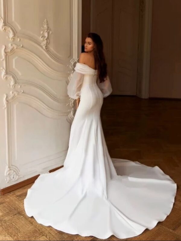 Elegant Sweetheart Wedding Dress Women Mermaid Long Sleeve White Off The Shoulder Bridal Gown Train Vestido De Novia Customized – Bild 2