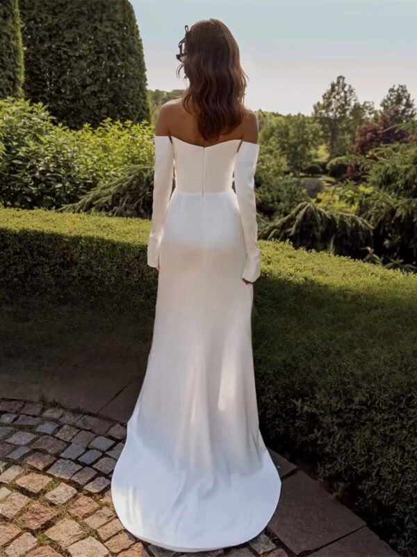 Elegant Mermaid Long Sleeve Wedding Dress 2025 Boat-Neck Lace Side Slit Zipper Back Sexy Bridal Gown Vestido De Noiva Customized – Bild 2
