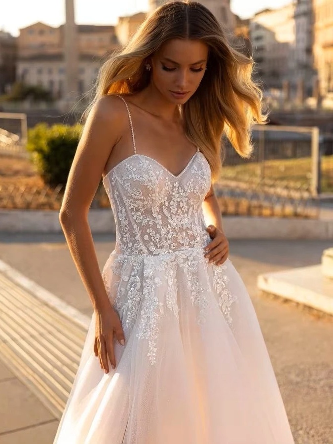 SoDigne A-line Appliques Wedding Dresses Sweetheart Sleeveless Tulle Bride Gowns Split Long Women Bridal Dress robe de mariée 3 SoDigne A-line Appliques Wedding Dresses Sweetheart Sleeveless Tulle Bride Gowns Split Long Women Bridal Dress robe de mariée – Bild 3