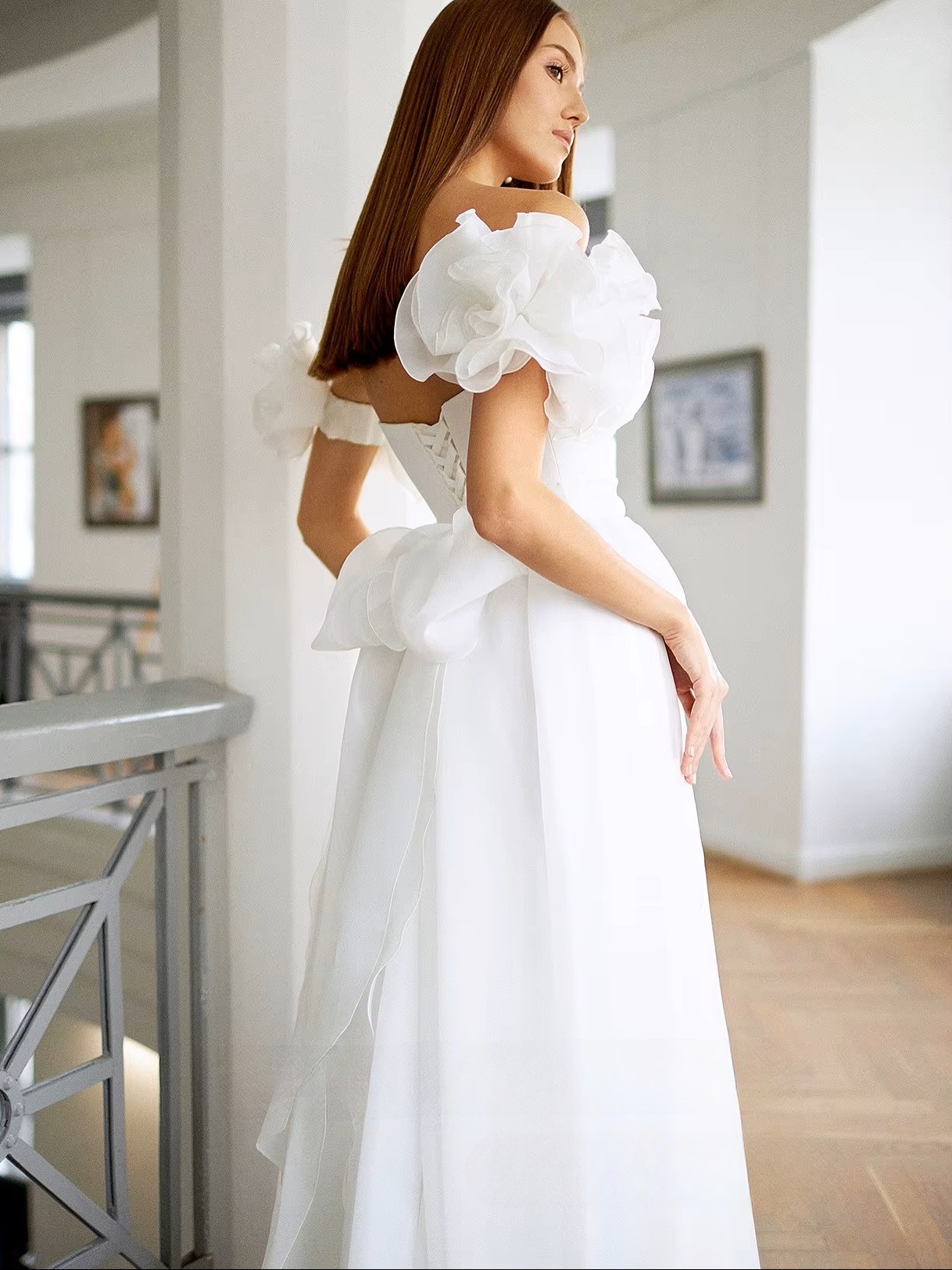 SoDigne A-line Organza Wedding Dresses Sweetheart Short Sleeves Bridal Dress Long Wedding Gown Robe De Mairee Customized  2 SoDigne A-line Organza Wedding Dresses Sweetheart Short Sleeves Bridal Dress Long Wedding Gown Robe De Mairee Customized  – Bild 2