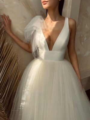 SoDigne A-line Satin/Tulle Bride Dresses Sleeveless V-neck Wedding Dress Women Bridal Gowns vestidos de novia Customized 4 S05574992374d4b3995d10c3fcdcdb8a9N Cropped