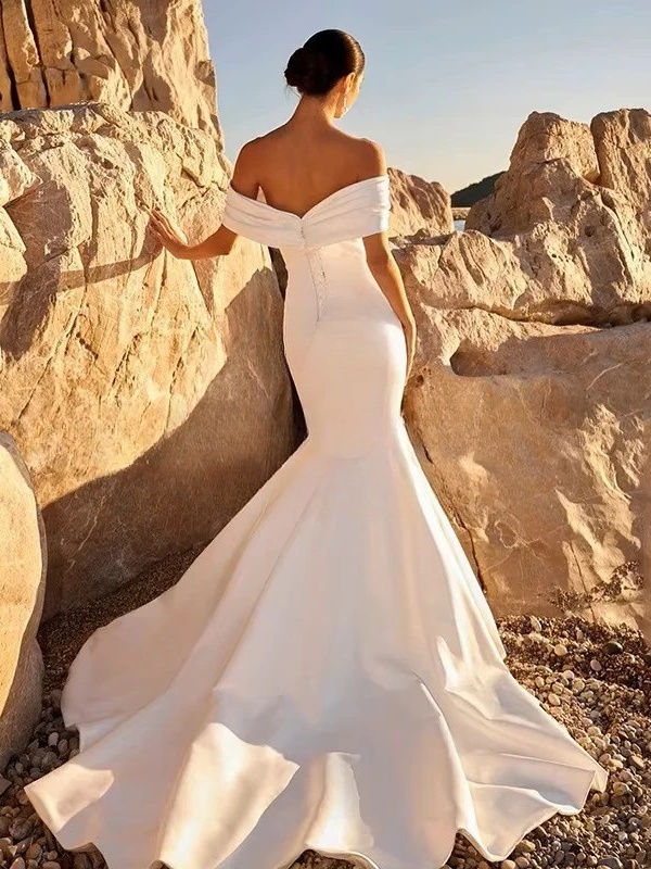 BIGDAY Off The Shoulder Mermaid Wedding Dress 2025 Lace-up Sweetheart Open Back Satin Bridal Gown Vestido De Noiva Customized 2 BIGDAY Off The Shoulder Mermaid Wedding Dress 2025 Lace-up Sweetheart Open Back Satin Bridal Gown Vestido De Noiva Customized – Bild 2