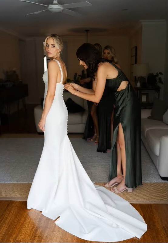 SoDigne Mermaid Simple Satin Wedding Dress Strapless Sleeveless Bride Dresses Beach 2025 Bridal Gowns Robe De Mairee Customized 2 SoDigne Mermaid Simple Satin Wedding Dress Strapless Sleeveless Bride Dresses Beach 2025 Bridal Gowns Robe De Mairee Customized – Bild 2