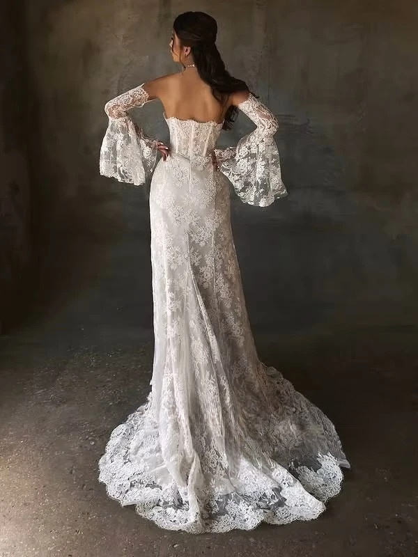 SoDigne Mermaid Lace Wedding Dresses Strapless Detachable Sleeves Bridal Dress Split Wedding Gown Robe De Mairee Customized 2 SoDigne Mermaid Lace Wedding Dresses Strapless Detachable Sleeves Bridal Dress Split Wedding Gown Robe De Mairee Customized – Bild 2