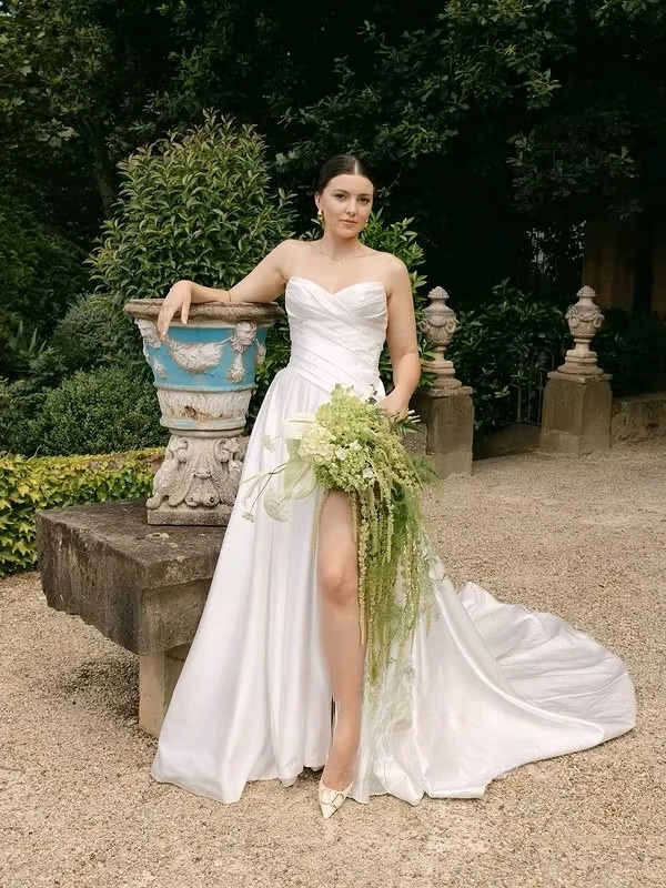 SoDigne A-line Satin Wedding Dresses Sweetheart Sleeveless Ruched Bridal Dress Split Wedding Gown Robe De Mairee Customized 3 SoDigne A-line Satin Wedding Dresses Sweetheart Sleeveless Ruched Bridal Dress Split Wedding Gown Robe De Mairee Customized – Bild 3