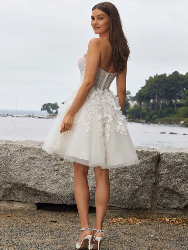 SoDigne A-line Tulle Short Wedding Dresses Sweetheart Sleeveless Appliques Bridal Dress Women Mini Wedding Gown Robe De Mairee – Bild 2