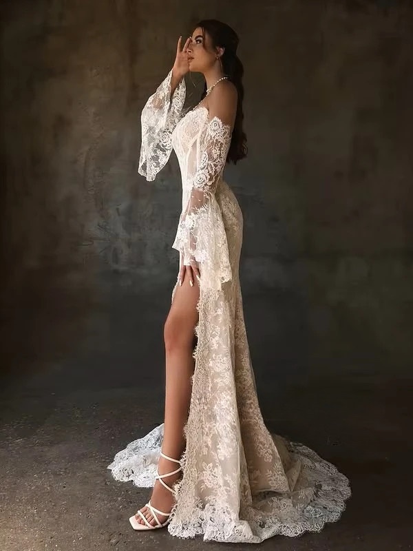 SoDigne Mermaid Lace Wedding Dresses Strapless Detachable Sleeves Bridal Dress Split Wedding Gown Robe De Mairee Customized 3 SoDigne Mermaid Lace Wedding Dresses Strapless Detachable Sleeves Bridal Dress Split Wedding Gown Robe De Mairee Customized – Bild 3