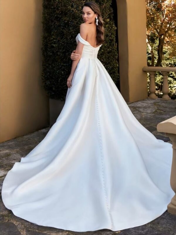 SoDigne Sexy Satin Off Shoulder Wedding Dresses With Side Split Sweetheart A-Line White/Ivory Bridal Gowns vestidos de novia – Bild 2