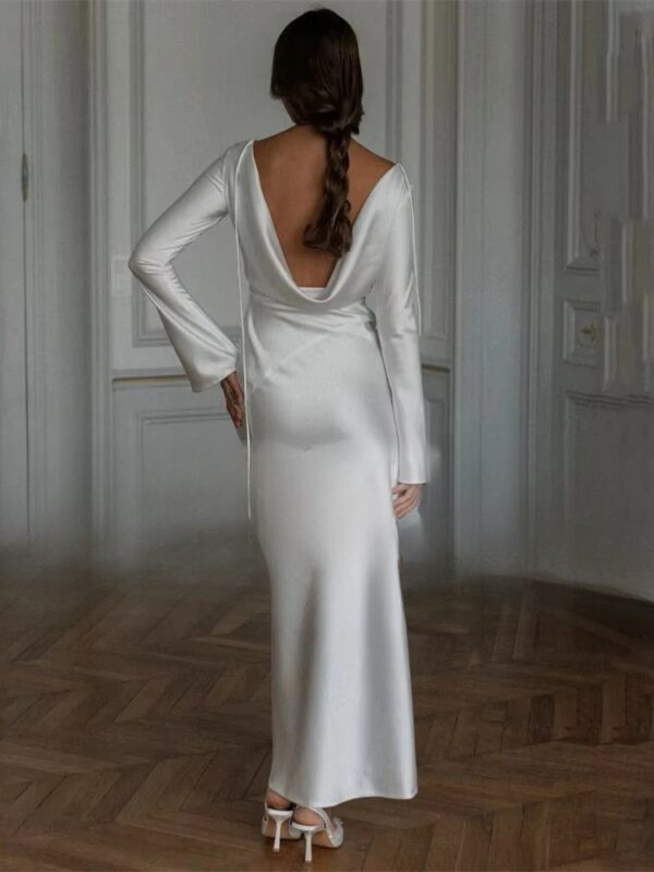 Classic Long Sleeve Mermaid Wedding Dresses Women 2025 O-Neck Open Back Ankle-Length Bridal Gown Vestidos De Noiva Customized – Bild 2