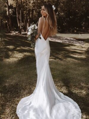 Modern V-Neck Wedding Dress 2025 Mermaid Spaghetti Straps Open Back Simple Sleeveless Bridal Gown Vestido De Noiva Customized 4 S57f6261d4f45454fb4125be69f72f61cU Cropped