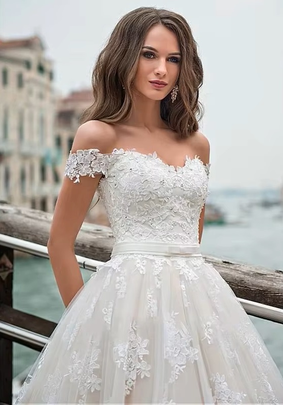 Fantastic Tulle A-line Wedding Dresses Off Shoulder Lace Appliques Princess Boho Wedding Gowns Lace Up Bridal Gown Customized 3 Fantastic Tulle A-line Wedding Dresses Off Shoulder Lace Appliques Princess Boho Wedding Gowns Lace Up Bridal Gown Customized – Bild 3