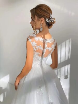 SoDigne A-line Appliques Wedding Dresses O-neck Sleeveless Tulle Bridal Dress Long Wedding Gown Robe De Mairee Customized 4 S6772ac1af901418b81f6b49c695fdc68Y Cropped