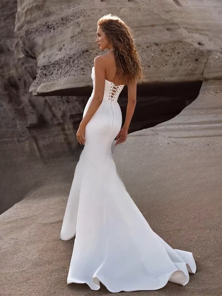 Elegant Pleat Mermaid Wedding Dresses 2025 Strapless Open Back Sleeveless Bridal Gown Sweep Train Vestido De Noiva Customized 2 Elegant Pleat Mermaid Wedding Dresses 2025 Strapless Open Back Sleeveless Bridal Gown Sweep Train Vestido De Noiva Customized – Bild 2
