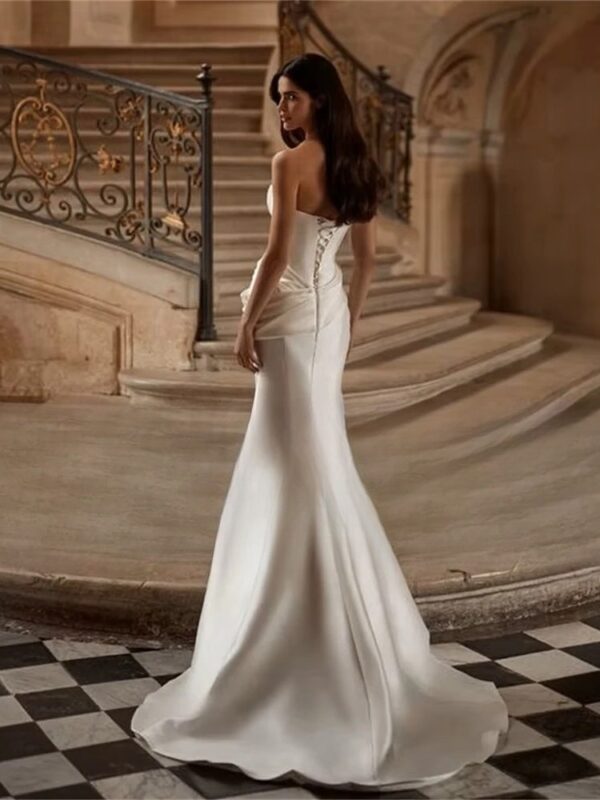 Elegant Mermaid Wedding Dress Women 2025 Sweetheart Pleat Open Back Strapless Train Bridal Gown Vestidos De Noiva Customized – Bild 2