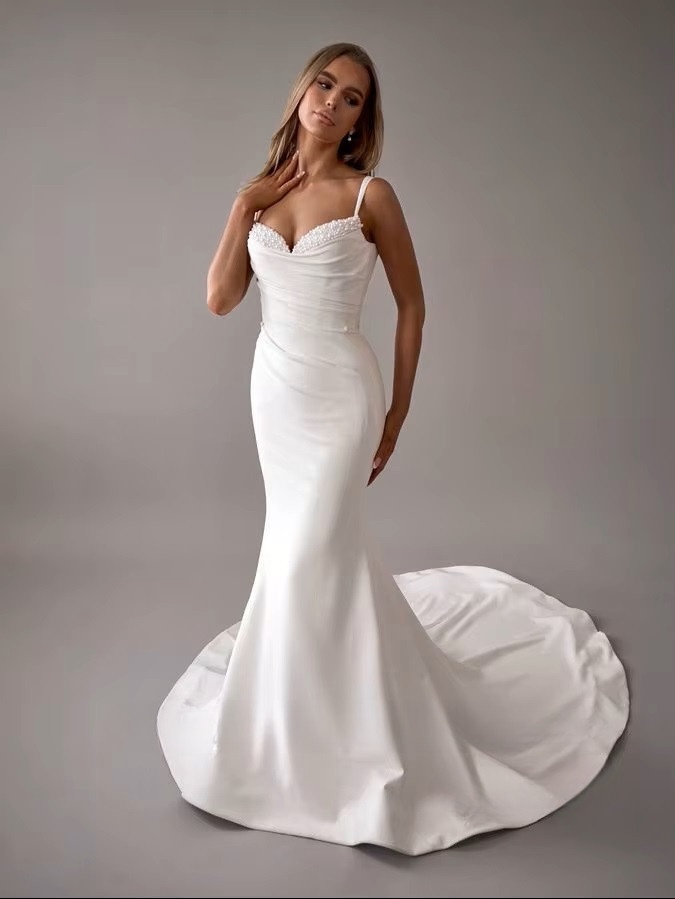 SoDigne Customized Mermaid Simple Wedding Dresses Sweetheart Sleeveless Beading Satin Bridal Dress Women Long Wedding Gown 1 SoDigne Customized Mermaid Simple Wedding Dresses Sweetheart Sleeveless Beading Satin Bridal Dress Women Long Wedding Gown