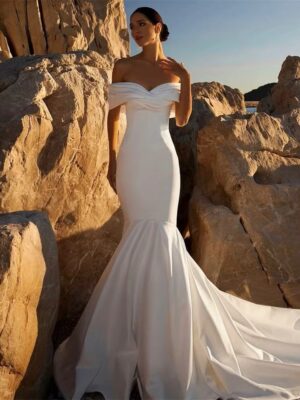 BIGDAY Off The Shoulder Mermaid Wedding Dress 2025 Lace-up Sweetheart Open Back Satin Bridal Gown Vestido De Noiva Customized
