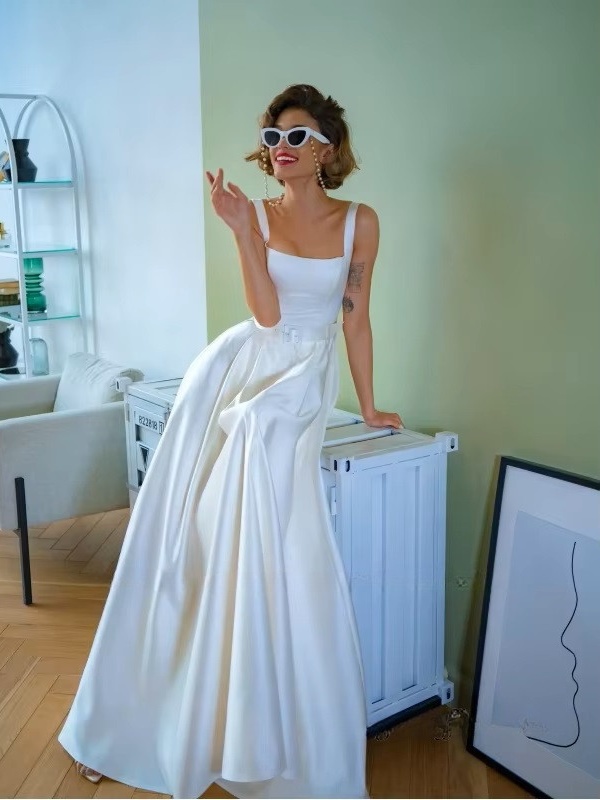 SoDigne A-line Simple Wedding Dresses Square Collar Satin Sleeveless Bridal Dress 2024 Long Bride Gown vestidos de novia 3 SoDigne A-line Simple Wedding Dresses Square Collar Satin Sleeveless Bridal Dress 2024 Long Bride Gown vestidos de novia – Bild 3