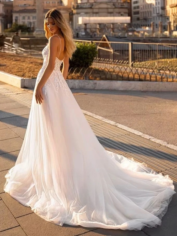 SoDigne A-line Appliques Wedding Dresses Sweetheart Sleeveless Tulle Bride Gowns Split Long Women Bridal Dress robe de mariée 2 SoDigne A-line Appliques Wedding Dresses Sweetheart Sleeveless Tulle Bride Gowns Split Long Women Bridal Dress robe de mariée – Bild 2