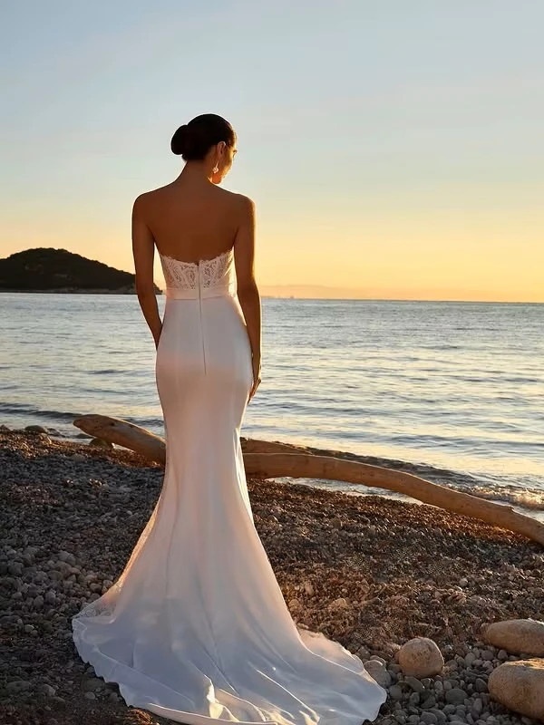 SoDigne Mermaid Satin/Lace Wedding Dress Sweetheart Sleeveless Bride Dresses Split Long Bridal Gowns Robe De Mairee Customized 2 SoDigne Mermaid Satin/Lace Wedding Dress Sweetheart Sleeveless Bride Dresses Split Long Bridal Gowns Robe De Mairee Customized – Bild 2