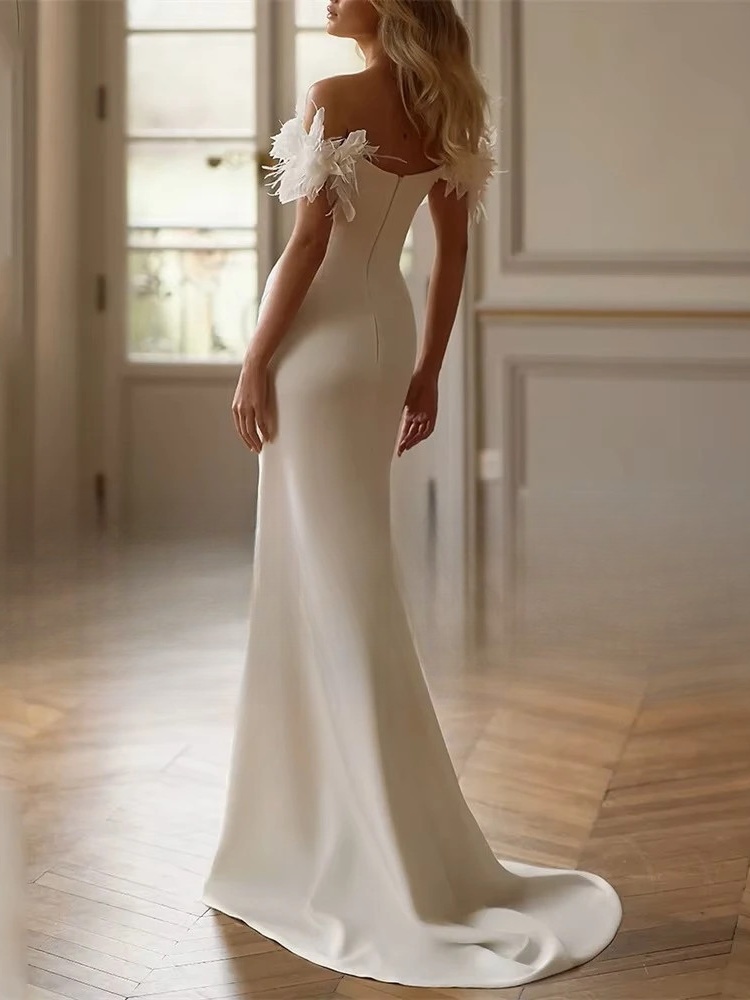 Classic Mermaid Flowers Wedding Dress Off The Shoulder Sweetheart Pleat Split Open Back Bridal Gown Vestido De Noiva Customized 2 Classic Mermaid Flowers Wedding Dress Off The Shoulder Sweetheart Pleat Split Open Back Bridal Gown Vestido De Noiva Customized – Bild 2