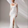 SoDigne Mermaid Elegant Wedding Dress Square Collar Full Sleeves Satin/Lace Bride Dresses Split Bridal Gown Vestido De Noiva 6 S82c63ff2762a43d6a140f1bbab13d934E Cropped