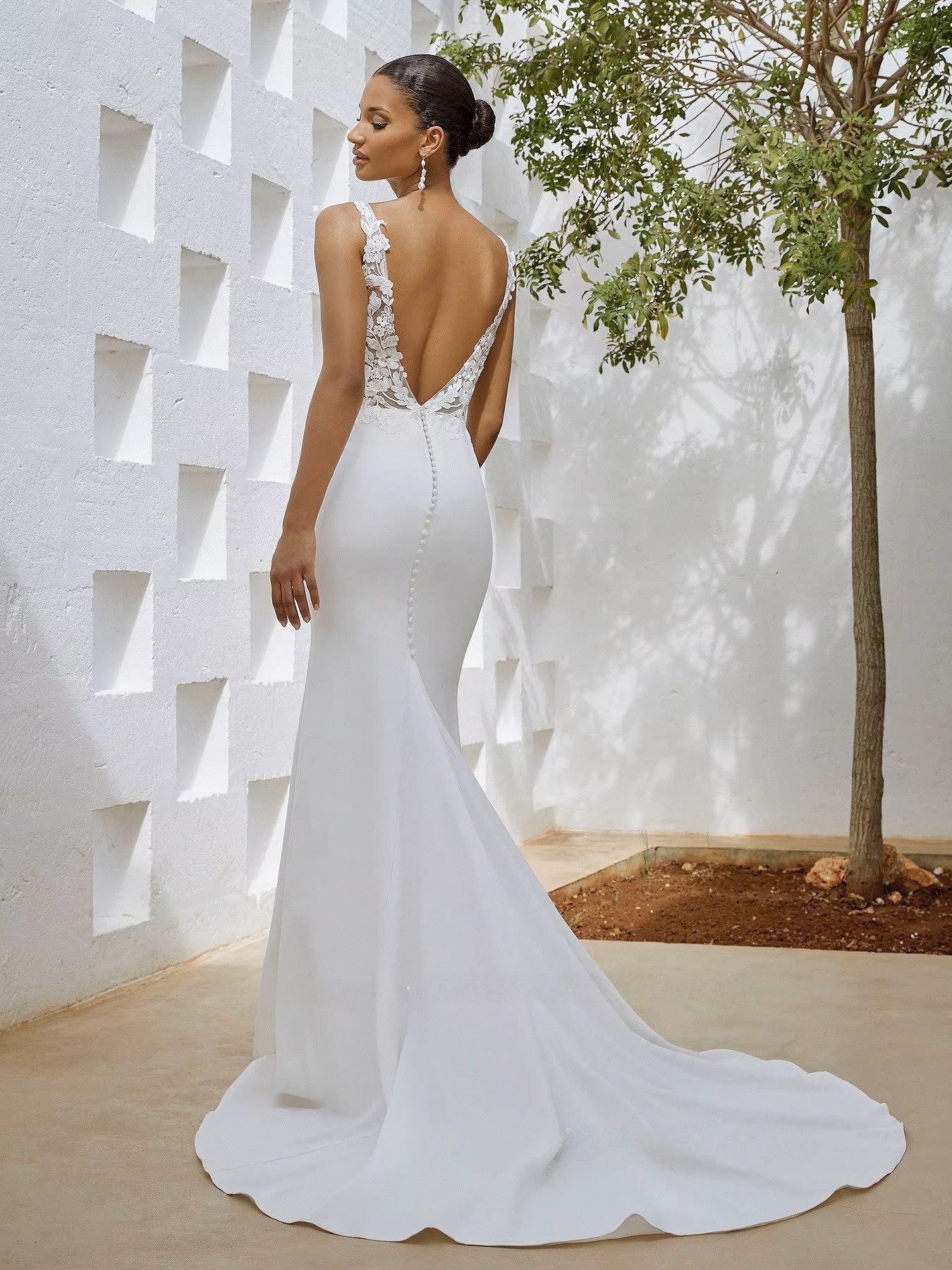 SoDigne Mermaid Wedding Dresses Satin Lace Appliques V-neck Sleeveless Bridal Dress 2024 Bride Gown Long vestidos de novia 2 SoDigne Mermaid Wedding Dresses Satin Lace Appliques V-neck Sleeveless Bridal Dress 2024 Bride Gown Long vestidos de novia – Bild 2
