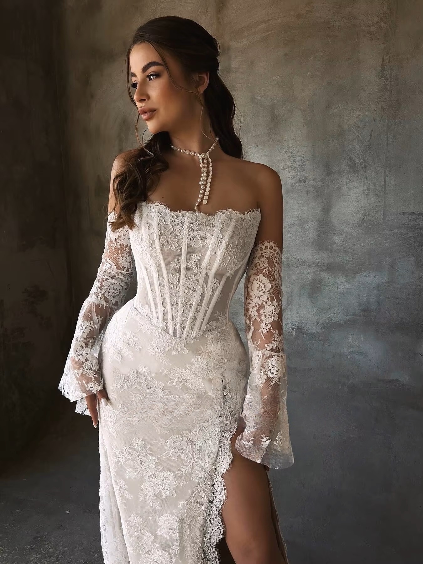SoDigne Mermaid Lace Wedding Dresses Strapless Detachable Sleeves Bridal Dress Split Wedding Gown Robe De Mairee Customized 4 SoDigne Mermaid Lace Wedding Dresses Strapless Detachable Sleeves Bridal Dress Split Wedding Gown Robe De Mairee Customized – Bild 4