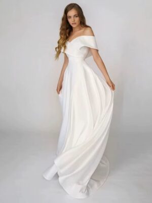 SoDigne Beach Satin Wedding Dresses Off Shoulder Simple Bridal Gowns A Line Wedding Gowns Robe De Mariee Customized 5 S8e7f6b9c536a4d07a29d61b475851e12R Cropped