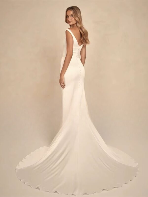BIGDAY V-Neck Mermaid Wedding Dress 2025 Pleat Off The Shoulder Open Back Sweep Train Bridal Gown Vestidos De Noiva Customized – Bild 2