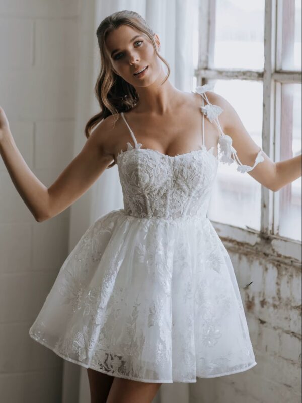 SoDigne Short Appliques Wedding Dresses A-line Sweetheart Sleeveless Tulle Bridal Dress Beach Mini Wedding Gown 2025 customized – Bild 3