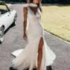 SoDigne Satin Simple Mermaid Wedding Dresses V-neck Sleeveless Elegant Bridal Dress Split Long Bride Gown vestidos de novia 7 S9b6f389f537d4cc389d822e8640e1f98a Cropped