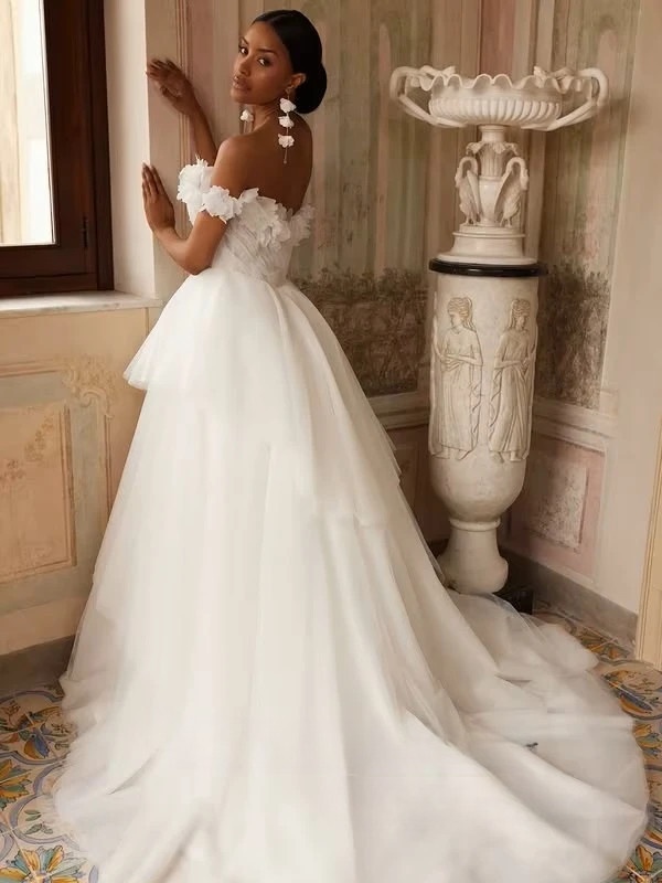 SoDigne A-line Off Shoulder Wedding Dress Tulle Sleeveless Tiered Bride Dresses Long Bridal Gowns vestidos de novia Customized 2 SoDigne A-line Off Shoulder Wedding Dress Tulle Sleeveless Tiered Bride Dresses Long Bridal Gowns vestidos de novia Customized – Bild 2