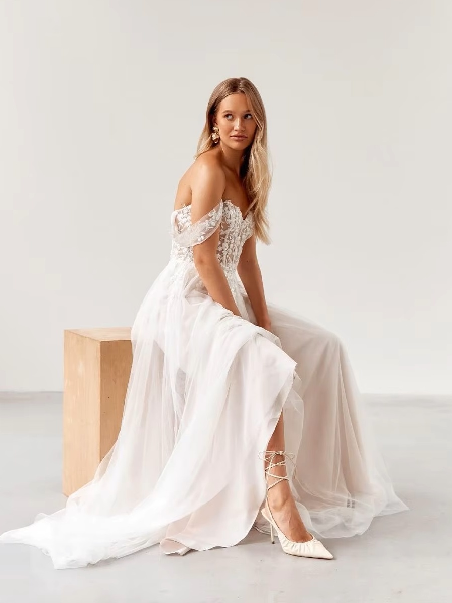 SoDigne Elegant Ivory Vintage Wedding Dresses Off Shoulder A Line Bride Dress For Brides Lace Appliques Bridal Gown Customized 3 SoDigne Elegant Ivory Vintage Wedding Dresses Off  Shoulder A Line Bride Dress For Brides Lace Appliques Bridal Gown Customized – Bild 3