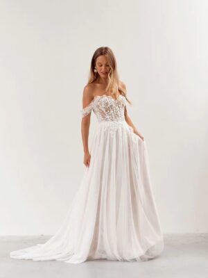 SoDigne Elegant Ivory Vintage Wedding Dresses Off  Shoulder A Line Bride Dress For Brides Lace Appliques Bridal Gown Customized