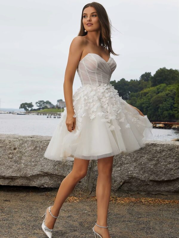 SoDigne A-line Tulle Short Wedding Dresses Sweetheart Sleeveless Appliques Bridal Dress Women Mini Wedding Gown Robe De Mairee – Bild 3