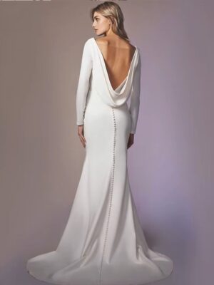 Long Sleeves Mermaid Back Cowl Wedding Dresses O-neck Beach Backless Bridal Party Gown Vestido De Novia Sweep Train Customized 5 Saf3fe4f365fd4f6396a2e7adfce329d1B Cropped