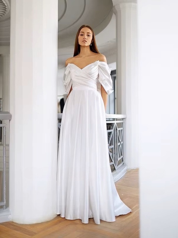 SoDigne A-line Off Shoulder Wedding Dresses V-neck Sleeveless Satin Bridal Dress Long Elegant Bridal Gown 2025 Customized 3 SoDigne A-line Off Shoulder Wedding Dresses V-neck Sleeveless Satin Bridal Dress Long Elegant Bridal Gown 2025 Customized – Bild 3