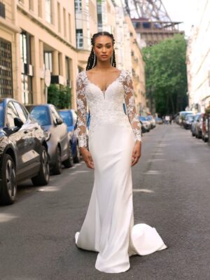 SoDigne Mermaid Satin Wedding Dresses ﻿Full Sleeves Lace Appliques Bridal Dress Long Wedding Gown Robe De Mairee ﻿Customized ﻿