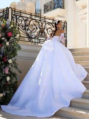 SoDigne A-line Satin/Lace Wedding Dresses Strapless Detachable Sleeves Bridal Dress Elegant 2025 Wedding Gown Custom Made  3 Sc322275bdc6c48e287bf3255cf79636e7 Cropped