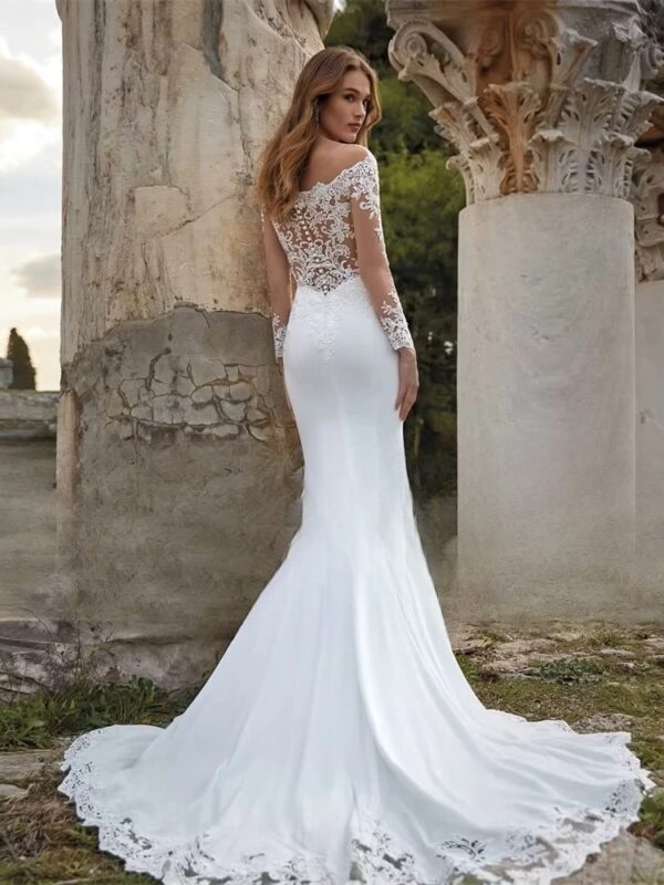 Exquisite Lace Mermaid Wedding Dress Women 2025 Long Sleeve Off The Shoulder Appliqued Bridal Gown Vestidos De Noiva Customized – Bild 2