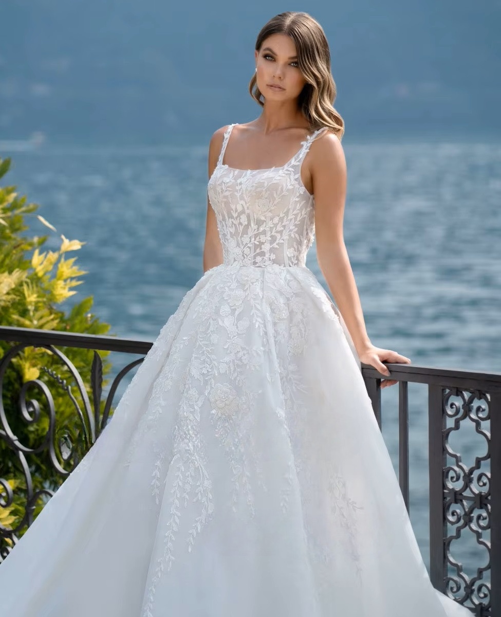 SoDigne Luxury A-line Wedding Dresses Square Collar Sleeveless Bridal Gown Beach Backless Appliques Tulle Split Bridal Dress 3 SoDigne Luxury A-line Wedding Dresses Square Collar Sleeveless Bridal Gown Beach Backless Appliques Tulle Split Bridal Dress – Bild 3