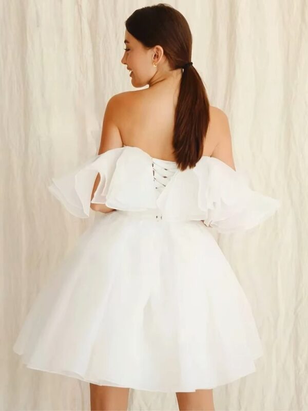 Customized Civil Short Boho Wedding Dresses Off The Shoulder Tiered Ruffles Puffy Mini Wedding Party Gowns For Bride Robes 2025 – Bild 4