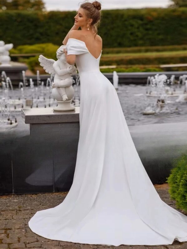 Classic Off The Shoulder Mermaid Wedding Dresses Women 2025 V-Neck Open Back Pleat Bridal Gowns Vestidos De Noiva Customized – Bild 2