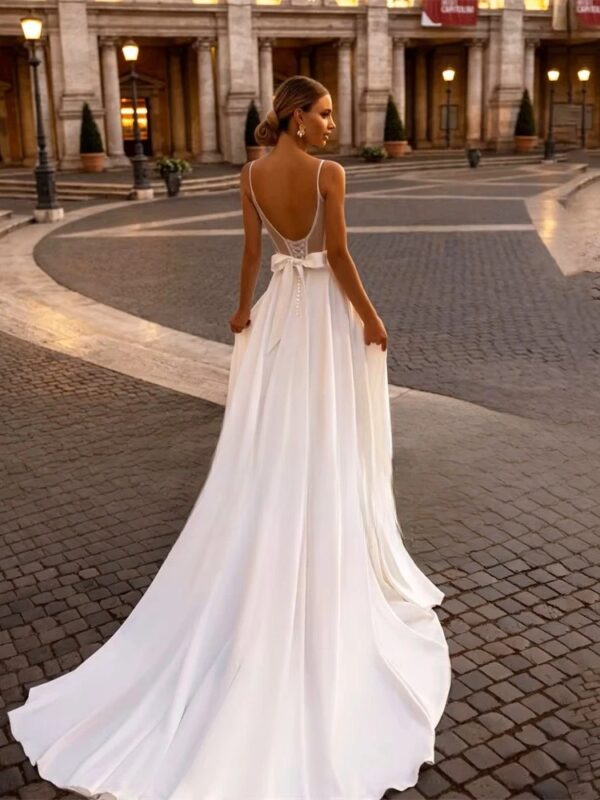 Elegant Wedding Dress For Woman Sweetheart-Neck A-Line Spaghetti Straps Open Back Bride Gown Train Vestidos De Novia Customized – Bild 2