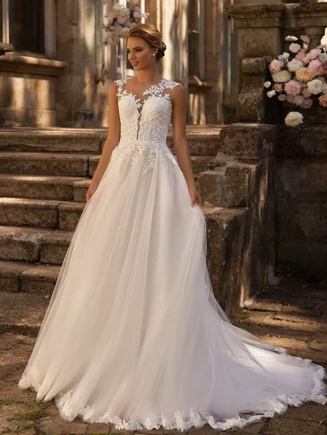 SoDigne Boho Wedding Dresses O-neck Sleeveless A-line Tulle Sleeveless Bridal Dress Long Bride Gown vestidos de novia  1 SoDigne Boho Wedding Dresses O-neck Sleeveless A-line Tulle Sleeveless Bridal Dress Long Bride Gown vestidos de novia 