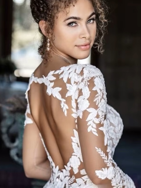 SoDigne Backless Boho Wedding Dresses With Pockets Long Sleeves V Neck Lace Bridal Dress Satin Bride Gowns Customized 4 SoDigne Backless Boho Wedding Dresses With Pockets Long Sleeves V Neck Lace Bridal Dress Satin Bride Gowns Customized – Bild 4