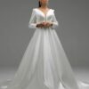 SoDigne A-line Satin Wedding Dresses V-neck Full Sleeves Bride Dress Elegant Long Wedding Gown vestidos de novia Customized 8 Sf5c71e2b025a4057b05a5382d4dda15e3 Cropped