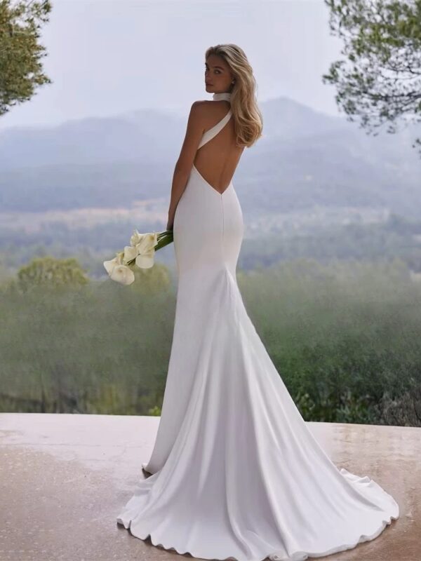 BIGDAY Sexy High Halter Mermaid Wedding Dresses Women 2025 Pleat Backless Sleeveless Bridal Gown Vestidos De Noiva Customized – Bild 2