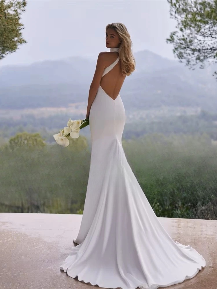 BIGDAY Sexy High Halter Mermaid Wedding Dresses Women 2025 Pleat Backless Sleeveless Bridal Gown Vestidos De Noiva Customized 2 BIGDAY Sexy High Halter Mermaid Wedding Dresses Women 2025 Pleat Backless Sleeveless Bridal Gown Vestidos De Noiva Customized – Bild 2